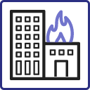 Icon showing a building on fire
