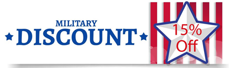 Graphic noting 15% discount for military members