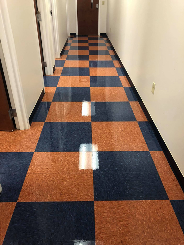 High gloss finish on a tile cleaning job for commercial flooring in Greeneville, TN