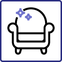 Icon showing an armchair with sparkles