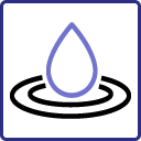 Icon showing drop landing in a puddle with ripples
